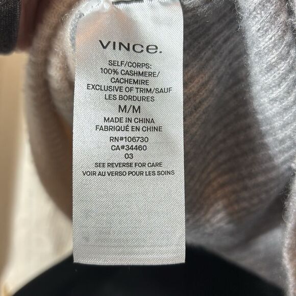 Vince women’s medium 100% cashmere colorblock ribbed scoop neck cuff sleeve - Picture 3 of 4